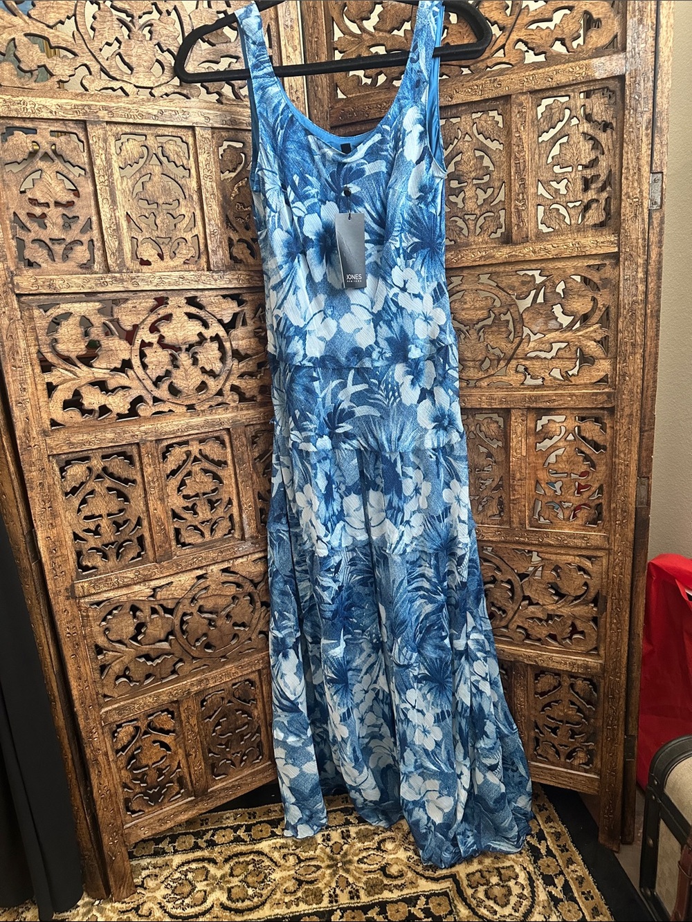 Jones New York Blue Floral Maxi Dress size S
